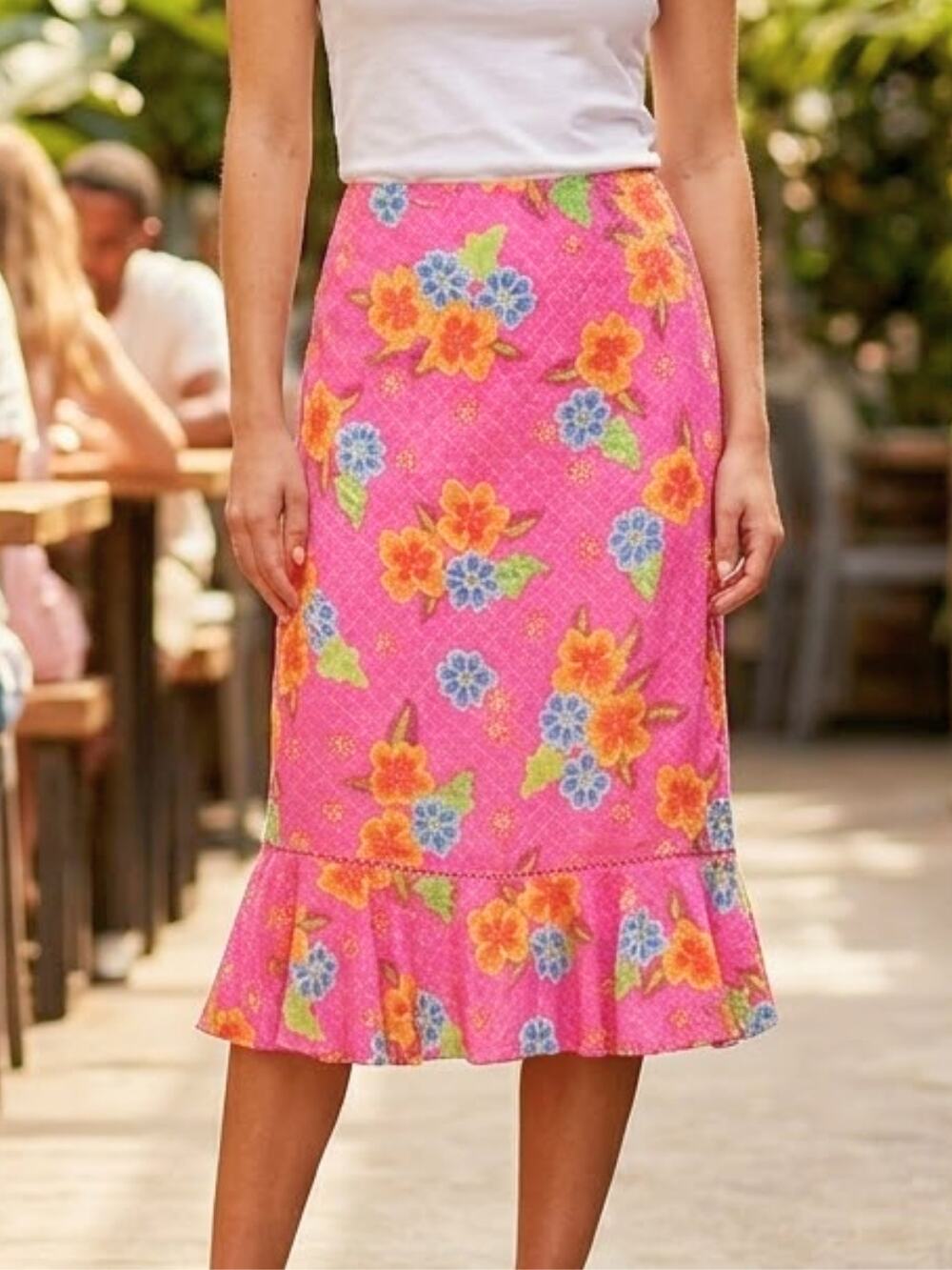 SIGRID OLSEN SPORT Pink Floral Trumpet Style Summer Skirt, 4P
